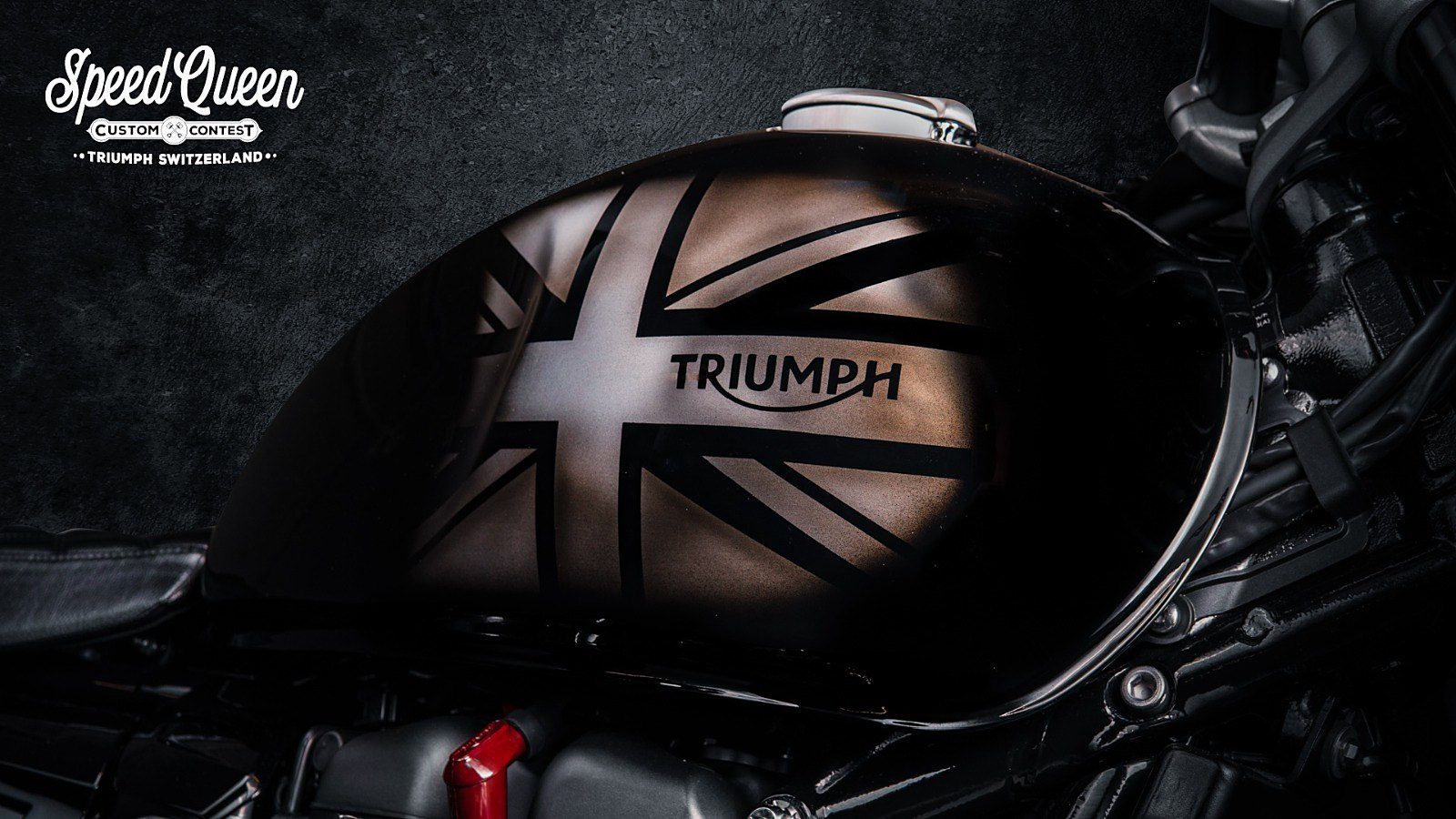 Triumph mit Union-Jack-Lackierung, Tankansicht